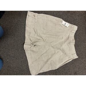 Brand New With Tags-Talbots Size 4 Plaid Beige and White Shorts, 55% Linen